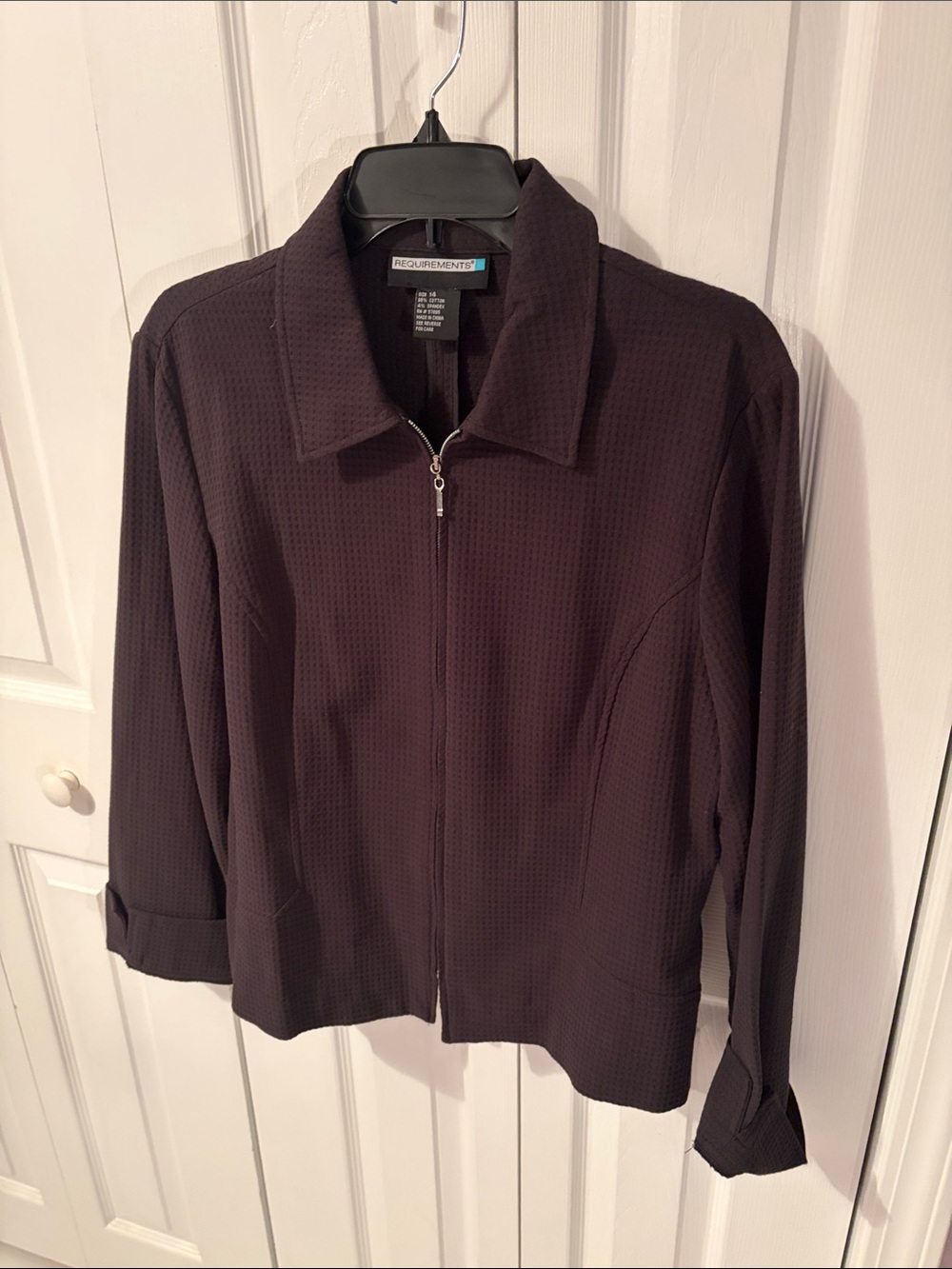 Requirements Black Textured Zip-Front Women's Jacket